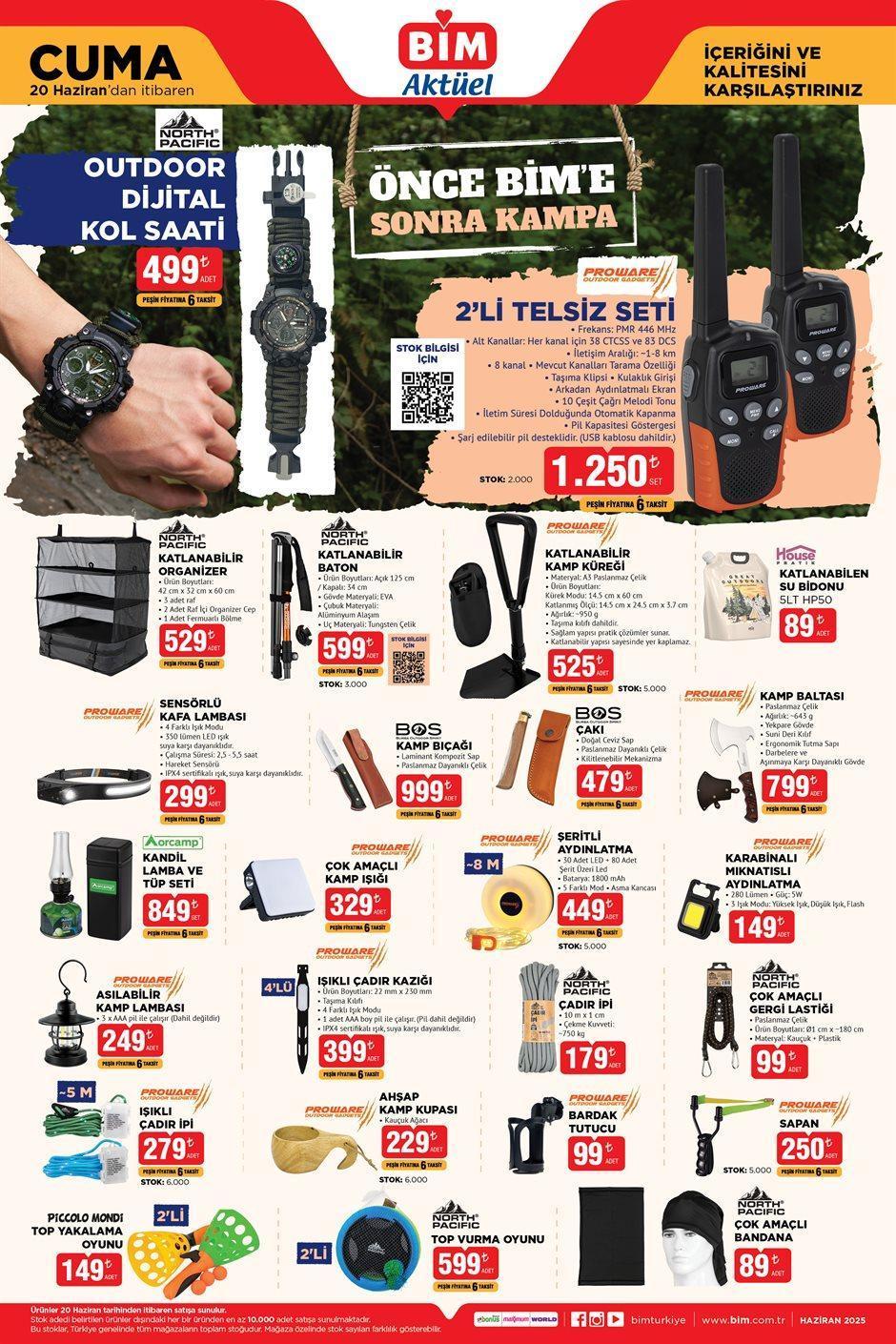 BİM Kamp ve Outdoor Ürünleri